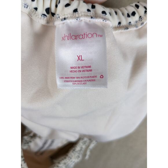 Xhilaration High Leg String Bikini Bottom Cream Dot Print XL Scoop Waist Tie - Picture 7 of 10